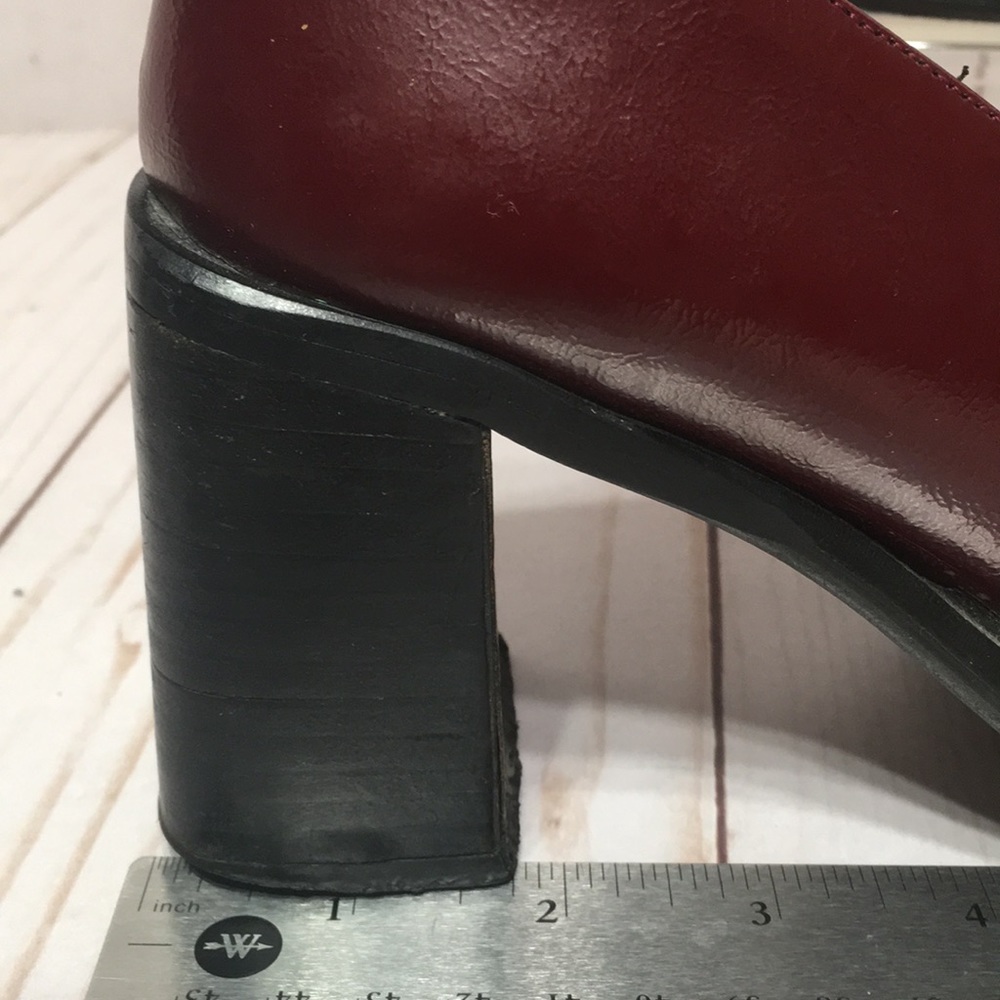 Wine Mary Jane square toe block heel Vintage EU39 - Picture 12 of 15